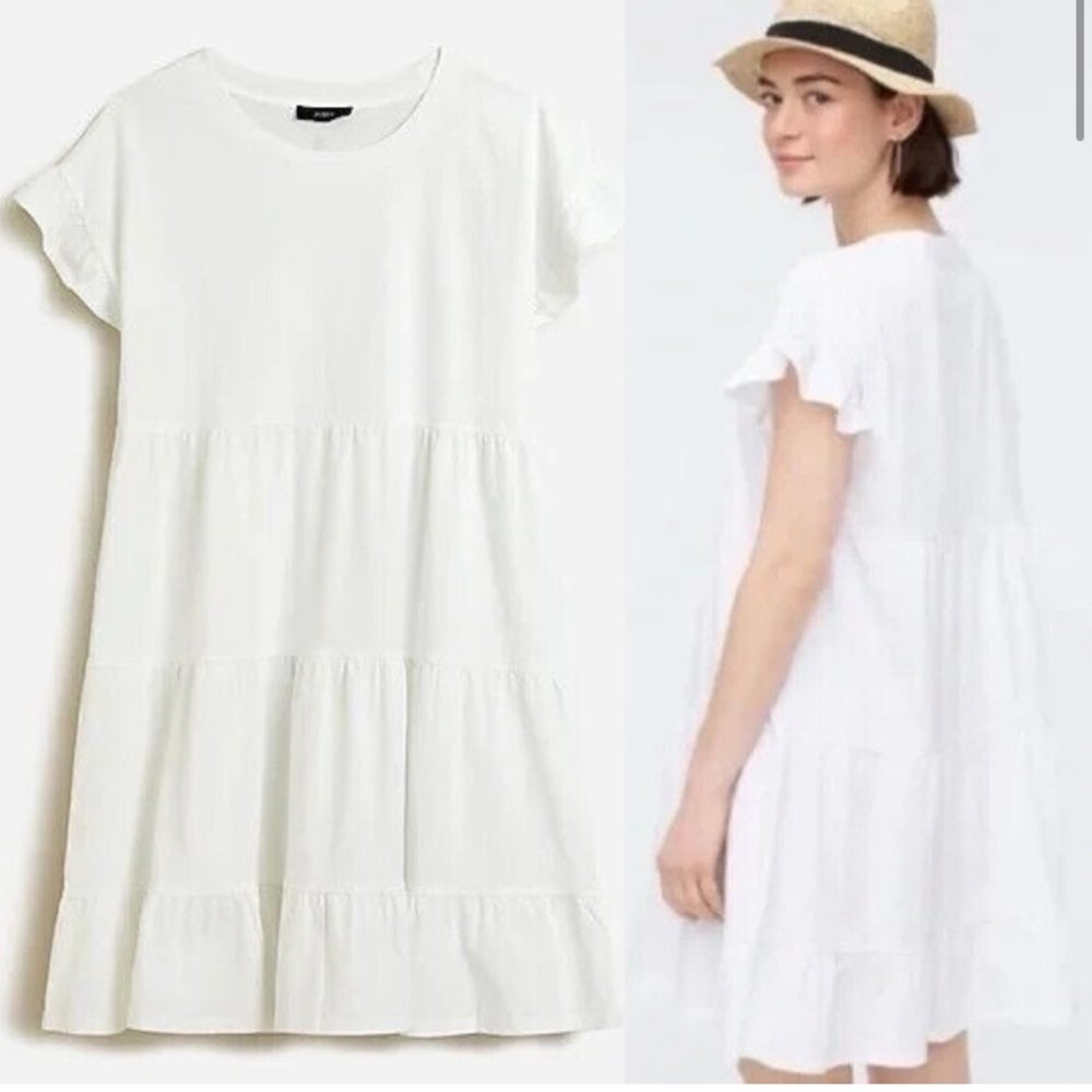 J. Crew White Tiered Ruffled Sundress